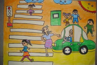 儿童交通安全主题绘画作品
