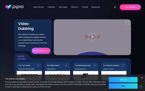 Pipio-Video Dubbing网页截图