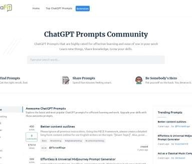 ChatGPT提示词社区网页截图