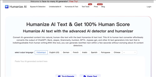 humanize AI网页截图