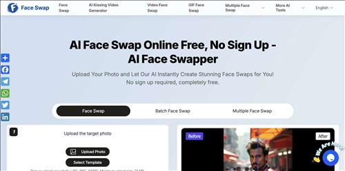 Free AI Face Swap Online网页截图