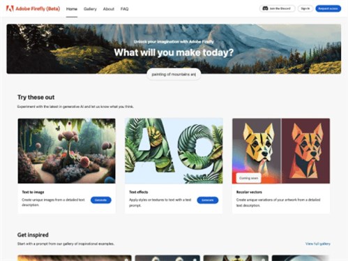 Adobe Firefly网页截图