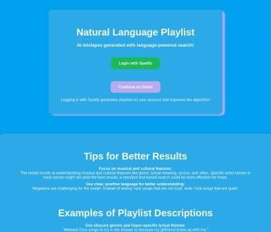 Natural Language Playlist网页截图