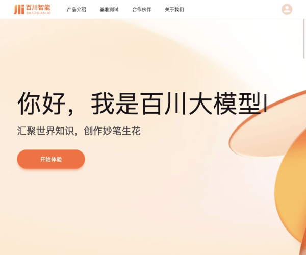 百川大模型网页截图