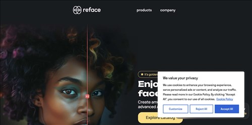 Reface网页截图