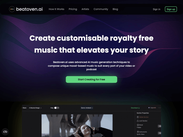 Beatoven.ai网页截图