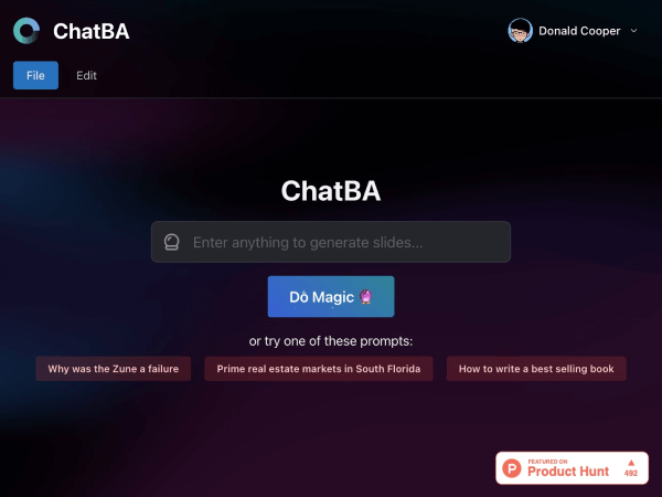 ChatBA网页截图