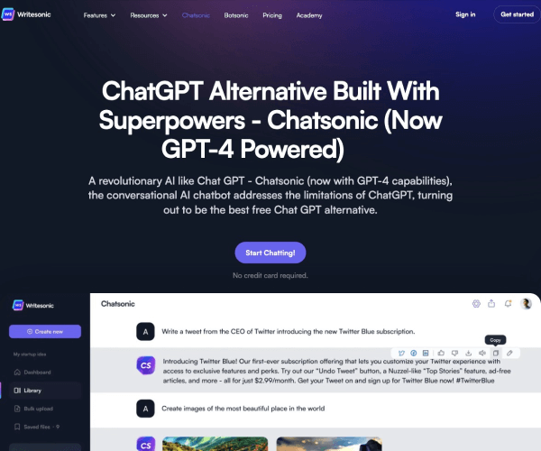 ChatSonic网页截图