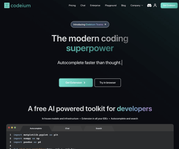 Codeium网页截图