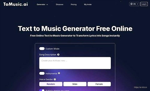 ToMusic.ai网页截图