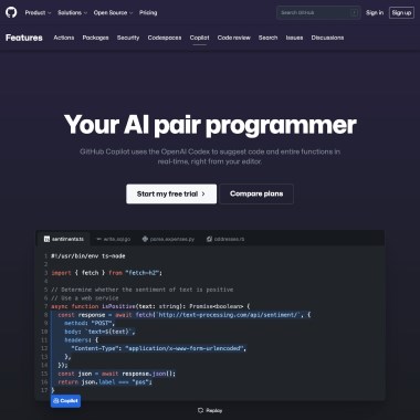 GitHub Copilot网页截图