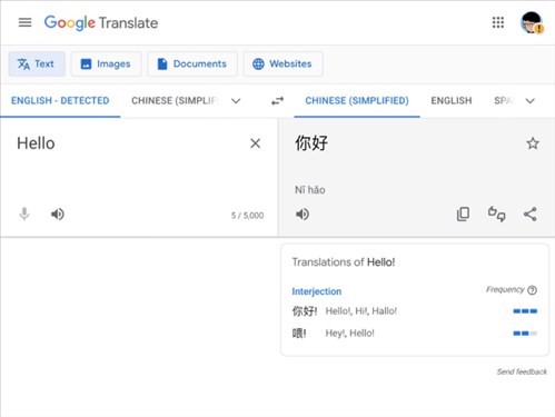 Google翻译网页截图