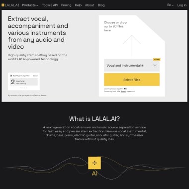 LALAL.AI网页截图
