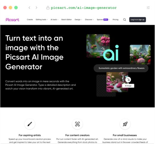 Picsart AI网页截图
