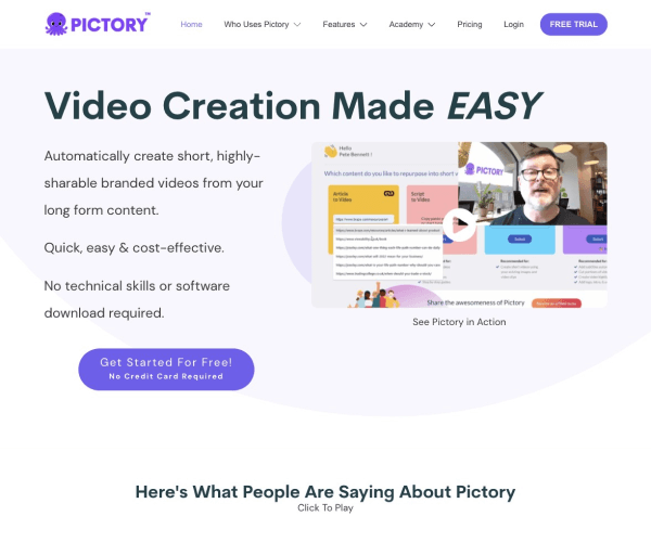 Pictory网页截图