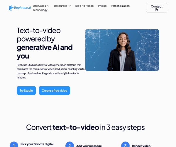 Rephrase.ai网页截图
