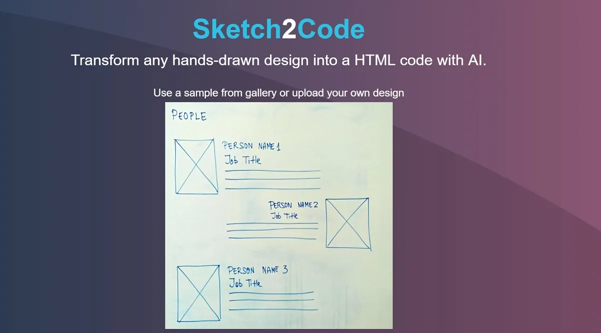 Sketch2Code网页截图