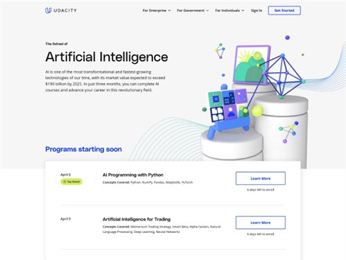 Udacity AI学院网页截图