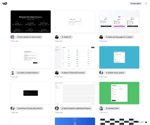 v0.dev网页截图