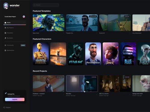 Wonder Studio网页截图